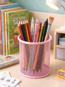 1pc Hollow Mesh Pen Holder Storage Box, Minimalist Multi-Functional Stationery Organizer, Suitable For School Supplies, Office Use, Student School, Back To School Season And Learning Supplies - Multi-color Style - View 9