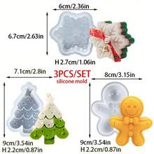 3pcs Snowflake Gingerbread Man Pine Silicone Scented Candle Mould DIY Gypsum Resin Mold For Christmas Decor Handmade Craft Gifts - A - View 8