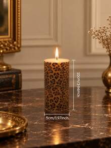 3/1pc European Style Leopard Print Pillar Candles, 1.97 Inch Diameter, Set Combination, Suitable For Home Decor, Cabinet Decor, Holiday Party, Birthday Gift, Photography Props, Women's Gift - Multiple Styles - View 9