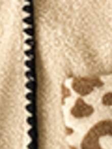 Autumn/Winter Baby Girl Cute Lamb Fleece Jacket With Contrast Black Trim Leopard Print Pocket Plush Coat - Camel - View 6