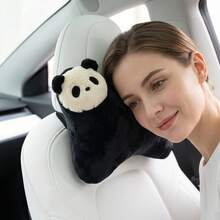 Black Car Headrest Pillow With Bow Or Cartoon Panda, Cute Girly Style Memory Foam Neck Support Pillow, Comfortable Decorative Car Interior Cushion - Headrest - View 3