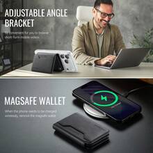 Mobile Phone Back Sticker Magnetic Card Bag, Can Hold 7 Cards, One Change Side Pocket, Supports Anti-Theft Brush Function - Black - View 8