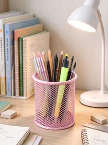 1pc Hollow Mesh Pen Holder Storage Box, Minimalist Multi-Functional Stationery Organizer, Suitable For School Supplies, Office Use, Student School, Back To School Season And Learning Supplies - Multi-color Style - View 5
