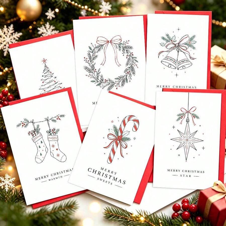 24pcs Exquisite Easy Christmas Element Christmas Card Set, [2D Flat ...