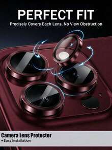 6Pcs CD Pattern Eagle Eye Tempered Glass Lens Protector, Stepped Armor, Waterproof, Anti-Scratch, Shatter-Resistant Edge, Compatible With IPhone Duo/18promax/18pro/18/11/12/13/14/15/16/16 Plus/16 Pro/16 Pro Max/17/17 Air/17 Pro/17 Pro Max Series - Burgundy - View 7