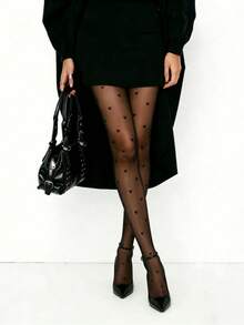1 Pair Women's Transparent Tights - Lightweight Breathable Pantyhose, Suitable For Daily Wear, Commuting, Dating, Party | Hand Washable Elegant Leggings, Solid Color Base Layer, Versatile Outfit - Black - View 5