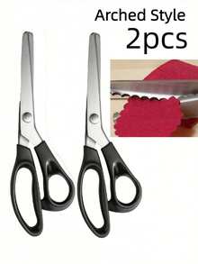 1/2pcs Multifunctional Wavy Tailoring Scissors And Multifunctional Hook Combination Set, Household Handmade Sewing Fabric Serrated Wavy Scissors, Professional Grade Stainless Steel Sharp Blade Cutting Tool, Household Textile Sewing Scissors - Set - View 8