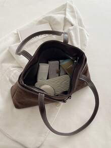 Fashionable Leopard Print Women's Tote Bag, Minimalist Style Shoulder Bag - Coffee Brown - View 5