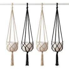 4pcs/Set Woven Bohemian Style Plant Hanging Baskets, Four-Rope Reinforced Support Structure, Stable And Non-Wobbling, Hollow Mesh Bag Design, Utilize Vertical Space To Hang Green Plants, Suitable For Living Room, Balcony, Bedroom Wall Decoration - Multicolor - View 11
