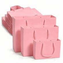 1/2/3pcs Reusable Paper Gift Bags With Handles, Suitable For Weddings, Holidays, Business, Crafts, Retail, Wedding Tote Bags, Small Gift Delivery Birthday Party Paper Packaging Bags, Fashionable And Practical, Suitable For Weddings - Pink - View 4