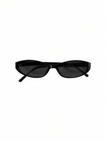 1pc European And American Retro Oval Small Frame Women's Glasses, High-End Street Style Versatile Fashion Eyewear - Black Frame Gray Film - View 4