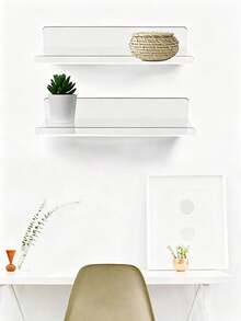 1/2pcs Transparent Acrylic Hanging Storage Rack, Decorative Organizer Shelf, Self-Adhesive Storage Rack, Suitable For Home Kitchen Bathroom Wall Decoration, Toy Storage, Bookshelf, Bathroom Soap Dispenser Rack, Bathroom Accessories - Multicolor - View 4