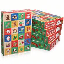 1 Set Colorful Christmas Calendar Packaging Box, 24-Grid Gift Box With Christmas Tree, Santa Claus, Snowman, Wreath, Reindeer And Other Christmas System Patterns, Suitable For Christmas Gift Packaging And Decoration - View 11