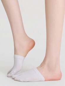 1 Pair Women Tabi Split Toe Half Socks, Solid Color Anti-Slip Dots Breathable Cotton Foot Cover Socks, Non Slip Short Socks For Yoga Daily Wear - Multicolor - View 3