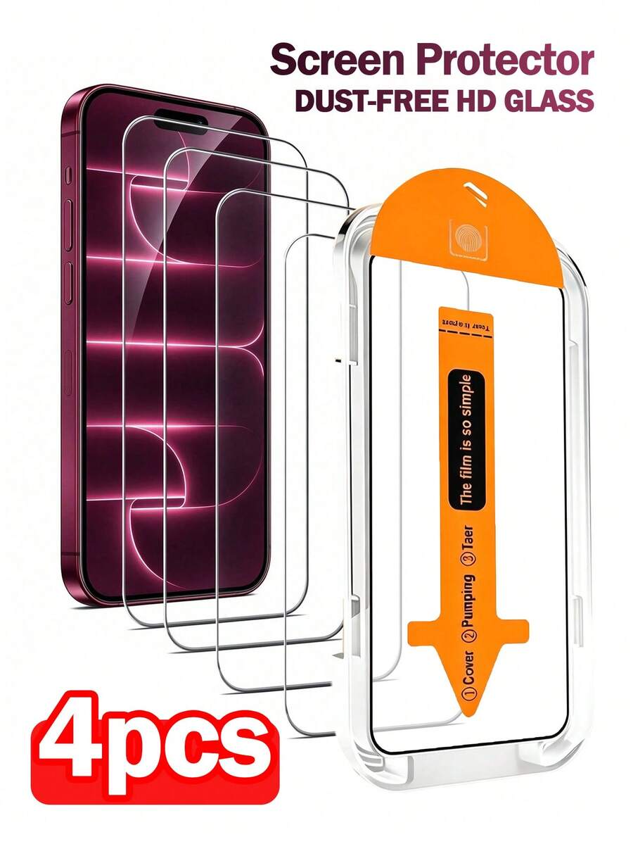 4PCS Dust-Free HD Clear Screen Protector, Compatible With IPhone 18 Pro ...