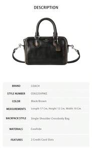 Coach Rowan Women's Shoulder Crossbody Bag CEN22SVPMZ - Black/Brown CEN22SVPMZ - View 9