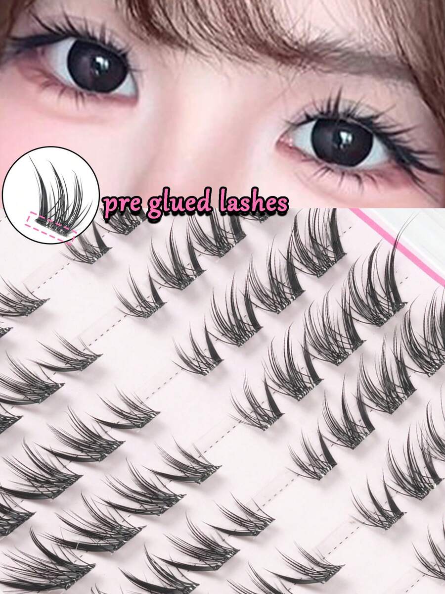 10 Rows C Curl Fox Eye Effect Lifted Tail False Eyelashes, 3D Natural Look Single Cluster Lashes, Easy To Apply, Reusable, Instantly Enlarges Eyes, Segmented Design, Suitable For Various DIY Styles, False Eyelash Clusters, Single Cluster False Eyelashes, False Eyelashes - C - View 1