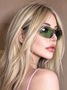 Green Y2K Millennium Punk Fashion Glasses For Women, Influencer Street Style Fashion Glasses Suitable For Party, Commercial Performance, Cosplay And Other Occasions - Green - View 2