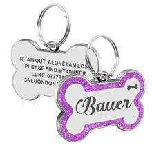 Vow&Vine Stainless Steel Bone Pet Dog Tag, Customizable Engraved Name & Phone Number, Colorful Metal Anti-Lost Pendant, Universal Cat & Dog ID Tag - Multicolor - View 11