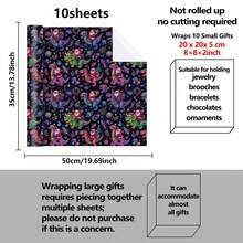 5/10 Sheets Dinosaur Santa Claus Christmas Wrapping Paper, Holiday Gift Wrapping Paper, Pattern Includes Santa Claus Riding Dinosaur, Planets, Stars, Mini Christmas Trees, Gift Boxes, Candy Canes, Wreaths, Mushrooms, Suitable For Christmas Gift Wrapping And Holiday Parties - A - View 10