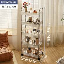 4-Tier Acrylic Storage Cart, Transparent Bathroom Organizer Cart, Transparent Laundry Room Organizing Mobile Shelving Unit, Multi-Functional Rolling Utility Cart, Suitable For Office And Living Room,Makeup Bag,Travel Essential - Multicolor - View 11