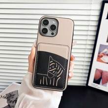 1件極簡刺繡馬圖案卡槽手機殼，適用於 Apple 17 16 16e 15 14 Plus 13 12 11 Pro Max，適用於 Galaxy S26U S25U A56 - 088灰+黑 - 查看 2