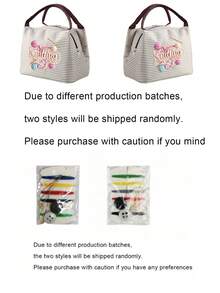 Printed Yarn, Scissors And Knitting Needles Handbag For Storing Sewing Tools, Makeup, And Small Personal Items. Multiple Fresh Striped Color Combinations, Suitable For Handmade Enthusiasts And Commuting, Artistic Handmade Healing Style, Perfect As A Practical Creative Gift Handbag For Girls Who Love Knitting And Sewing - A - View 11