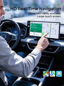 REMAX 10.26 吋 HD 攜帶式車載螢幕，支援無線 CarPlay 與 Android Auto，倒車影像，MP5 播放器，隨插即用，通用螢幕，汽車配件，汽車必備 - 黑色 - 查看 4