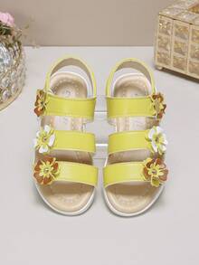 Children's Flat Sandals Comfortable Lightweight Fashion Floral Decor Girls Shoes - Ginger - View 5