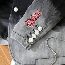 1pc Vintage Sports Style "Black Nificent" Iron-On Patch, Suitable For Jeans, Hats, Jackets, Backpacks - Holiday Decoration & Commercial Promotion - Small Business Wholesale Decor, Fabric Patch - 1PCS-red - View 7