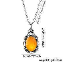 YUJUGLOW 1pc Elegant Luxury Gradient Gemstone Pattern Zinc Alloy Pendant Necklace Suitable For Women's Daily Wear - Orange - View 5