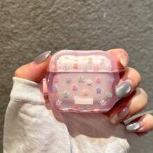 Matte Colorful Floral Strap Ring Earphone Case Compatible With Apple 5/ 4 Cute Earphone Cover Apple 2nd Gen 3rd Gen New Protective Case Pendant Pro 3 Korean Style Earphone Case Pro 2 Girls Earphone Case Protective Cover - Translucent Pink - View 6