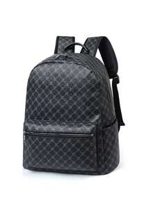 Large Capacity Vintage Pattern Backpack, Casual Double Shoulder Bag, Fashion PU Leather Soft Business Laptop Bag For Men And Women, College Student School Bag - Multicolor - View 12