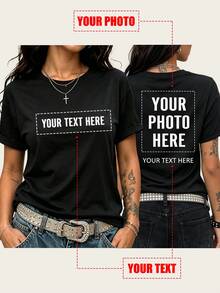 Two-Sided Custom Photo Tee, Birthday Gift,Y2K 90s Retro Rap Shirt, Personalized Crop Top, Add Photo & Text, Festival Fan Apparel, OOTD - Black - View 10
