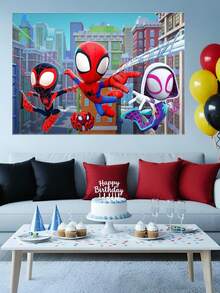 MASSDI Themed Birthday Backdrop, Hero Group Color Block Print Photo Background, Can Be Used As Birthday Party Supplies Gift Festival Party Decor Present For Celebration - Multiple Styles - View 15