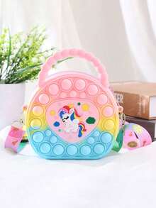 Heart-Shaped Handbag, Silicone Crossbody Bag, Unicorn Wallet - Stress Relief, Durable Storage Pouch - Smooth Chain Link, Fashionable, Eye-Catching, Versatile Crossbody Bag - Suitable For All Daily Use - Multicolor - View 12