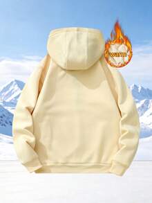 Women's Autumn/Winter Hooded Fleece Sweatshirt, Outdoor Sports Running Workout Pullover Jacket - Apricot - View 5