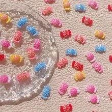 20/50/100pcs Cartoon Cute Mini Candy Style Resin Flat Charms, Colorful Flower And Bow Design DIY Jewelry Accessories, Creative Handmade Decorative Parts, Random Assortment - Mini Colorful Candy Mix - View 1