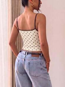Women's 3-Piece Lace Trim Camisole Set, Including Striped And Polka Dot Styles, Spaghetti Strap Slim Fit Design, Suitable For Summer Casual, Daily Wear And Date Outfits - Multicolor - View 6