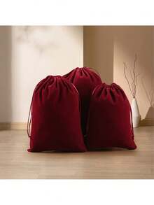 1pc Drawstring Design Jewelry Storage Bag, Wine Jewelry Pouch, For Necklaces, Earrings, And Other Jewelry. - Multiple Styles - View 4