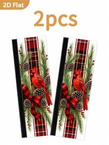 1/2Pcs Christmas Refrigerator Handle Covers, Cardinal, Berry, Black & Red Plaid Pattern, With Hook And Loop, Suitable For Refrigerator, Oven, Microwave, Dishwasher, Christmas Holiday Kitchen Decor - View 9