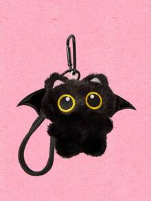 Popjeli 1pc Cute Strawberry Black Cat Plush Pendant Keychain Doll Backpack Charm Gifts For Mother, Father, Graduation, And Teacher - Black - View 7