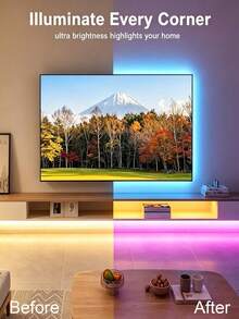 Bedroom LED Light Strip With Remote Control, Adjustable Brightness, Easy Installation, Suitable For Room Decoration, Holiday Atmosphere Lighting, Home Wall Decor - Multicolor - View 5