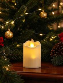 1pc Holiday Atmosphere Hot-Selling Wobble Head LED Electronic Candle - Ivory White, Plastic Pillar Candle, Electronic Candle, Tea Light, Holiday Decoration, Party And Home Gift With Battery, Holiday Valentine's Day Home Decor Suitable For Multiple Occasions - Bobblehead Ambient Light - View 3