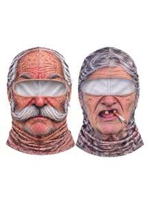 1pc/2pcs Unisex 3D Funny Pattern Protective Face Mask Head Cover, Outdoor Fun Water Sports Hat, Skiing Head Cover (Smoking, Laughing), Suitable For Daily Outings, Travel, Hiking, Skiing - Multicolor - View 7