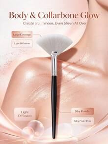 Fan Highlight Brush,Professional Makeup Tool, Ideal For Highlighter, Luminizer&Setting Powder Application - Black - View 7