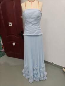 Women Long Dresses - Sky Blue - View 3