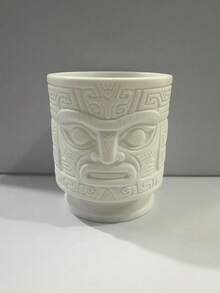 1pc Popular 3D Printed Mayan Mask Pen Holder, Ancient Style Face Pen Cup, Vintage Carved Desktop Stationery Organizer Box, Suitable For Office Home Decor Gift - View 7
