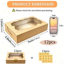 48/24/12/6 Pack Cardboard Gift Boxes With Clear Window, Thick Sturdy Reusable, With Thank You Stickers, For Party And Holiday Gift Packaging - Brown - View 7