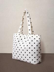 Hatastic Strawberry Print Tote Bag Cute Style Fashion Large Capacity Versatile Shoulder Women's Bag Ribbed - White - View 2